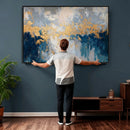 Blue Gold Abstract Large Framed Canvas Wall Art, Modern by MyGreatCanvas | Canvas Wall Art Prints | Photo Prints & Wall Decor