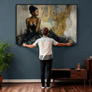 Black Woman Canvas Wall Art — Black Gold Gown Fashion Print by MyGreatCanvas | Canvas Wall Art Prints | Photo Prints & Wall Decor