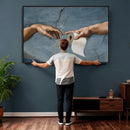 Funny Bathroom Canvas Wall Art, Michelangelo Creation of by MyGreatCanvas | Canvas Wall Art Prints | Photo Prints & Wall Decor