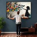 Banksy Butterfly Girl Wall Art Canvas Print, Framed Street by MyGreatCanvas | Canvas Wall Art Prints | Photo Prints & Wall Decor