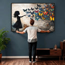 Banksy Butterfly Girl Wall Art Canvas Print, Framed Street by MyGreatCanvas | Canvas Wall Art Prints | Photo Prints & Wall Decor