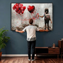 Girl Graffiti Wall Art Canvas Print, Red Balloon Heart by MyGreatCanvas | Canvas Wall Art Prints | Photo Prints & Wall Decor