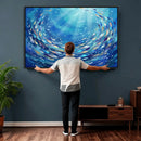 School of Fish Canvas Print | Blue Ocean Underwater Wall Art by MyGreatCanvas | Canvas Wall Art Prints | Photo Prints & Wall Decor