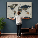 Custom Push Pin World Map Wall Art Canvas Print –