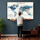 Watercolor World Map Canvas Wall Art Print – Abstract