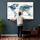 Watercolor World Map Canvas Wall Art Print – Abstract