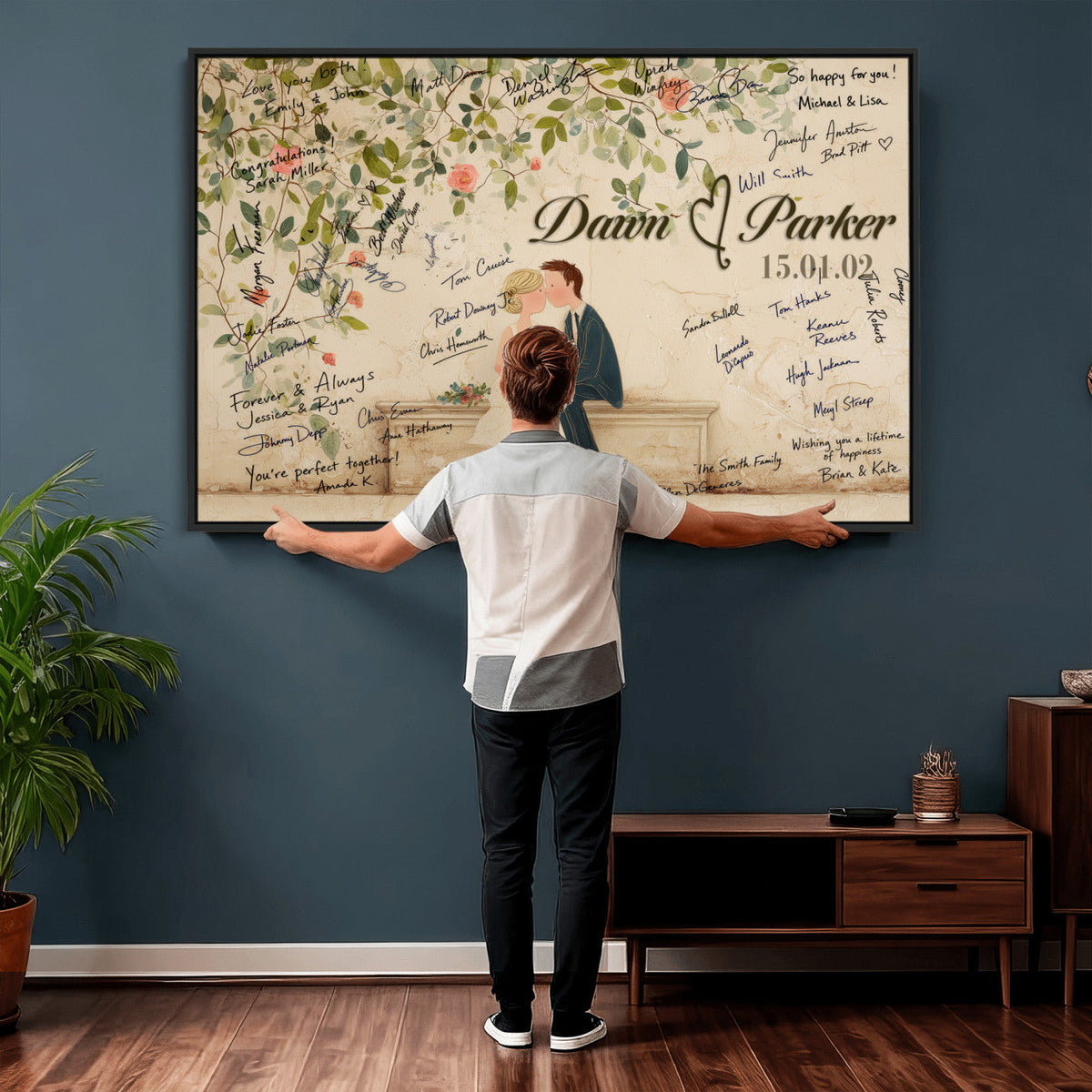 Wedding Guest Book Alternative Wall Art Canvas Print, Personalized, photo 6 of 25