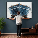 Blue Wooden Rowboat Canvas Wall Art, Coastal Nautical Boat Painting Print for Lake Beach House Decor, Minimalist Maritime Decor Artwork by MyGreatCanvas | Canvas Wall Art Prints | Photo Prints & Wall Decor