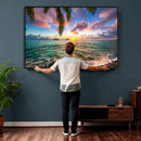 Hawaii Beach Sunset Canvas Wall Art Print, Tropical Ocean Landscape Artwork, Palm Tree Coastal Decor for Living Room Bedroom by MyGreatCanvas | Canvas Wall Art Prints | Photo Prints & Wall Decor