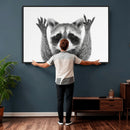 Funny Raccoon Canvas Wall Art, Black White Hands Up Animal Photo Print, Humorous Wildlife Decor, Kids Room Nursery Art, Quirky Animal Gift by MyGreatCanvas | Canvas Wall Art Prints | Photo Prints & Wall Decor