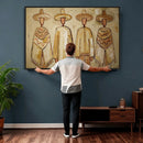 Mexican Folk Art Canvas Wall Art, Charro Poncho Sombrero Painting Print, Neutral Beige Boho Decor, Southwestern Impasto Style, Living Room Art by MyGreatCanvas | Canvas Wall Art Prints | Photo Prints & Wall Decor