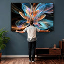 Fractal Lotus Canvas Wall Art, Blue Orange Glowing Flower Abstract Print, Modern Zen Meditation Room Decor, Ethereal Digital Art, Living Room by MyGreatCanvas | Canvas Wall Art Prints | Photo Prints & Wall Decor
