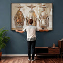 Mexican Folk Art Canvas Wall Art, Charro Poncho Sombrero Painting Print, Neutral Beige Boho Decor, Southwestern Impasto Style, Living Room Art by MyGreatCanvas | Canvas Wall Art Prints | Photo Prints & Wall Decor