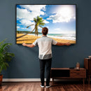 Tropical Beach Canvas Wall Art, Palm Tree Ocean Photo Print, Coastal Living Room Decor, Turquoise Sea Beach House Art, Summer Wall Art by MyGreatCanvas | Canvas Wall Art Prints | Photo Prints & Wall Decor