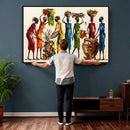 African Folk Art Canvas Wall Art, Colorful African Women Village Painting Print, Tribal Ethnic Home Decor, Vibrant African Art, Living Room by MyGreatCanvas | Canvas Wall Art Prints | Photo Prints & Wall Decor