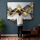 Black and Gold Abstract Wall Art, Modern Wave Canvas Print, Elegant Flowing Smoke Art, Luxury Living Room Decor by MyGreatCanvas | Canvas Wall Art Prints | Photo Prints & Wall Decor