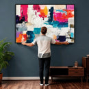 Blue Teal Abstract Canvas Wall Art, Modern Textured Painting Print, Navy Orange White Contemporary Art, Neutral Living Room Decor, Office Art by MyGreatCanvas | Canvas Wall Art Prints | Photo Prints & Wall Decor