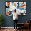 Blue Teal Abstract Canvas Wall Art, Modern Textured Painting Print, Navy Orange White Contemporary Art, Neutral Living Room Decor, Office Art by MyGreatCanvas | Canvas Wall Art Prints | Photo Prints & Wall Decor