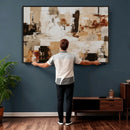Blue Teal Abstract Canvas Wall Art, Modern Textured Painting Print, Navy Orange White Contemporary Art, Neutral Living Room Decor, Office Art by MyGreatCanvas | Canvas Wall Art Prints | Photo Prints & Wall Decor