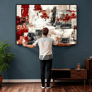 Blue Teal Abstract Canvas Wall Art, Modern Textured Painting Print, Navy Orange White Contemporary Art, Neutral Living Room Decor, Office Art by MyGreatCanvas | Canvas Wall Art Prints | Photo Prints & Wall Decor