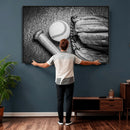 Vintage Baseball Glove and Bat Sports Wall Art Canvas,