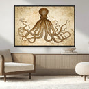 Sepia Octopus Wall Art Abstract Animal Canvas Print