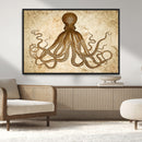 Sepia Octopus Wall Art Abstract Animal Canvas Print