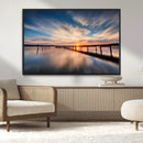 Wooden Pier on Seascape and Sunset Wall Art Canvas Print by MyGreatCanvas | Canvas Wall Art Prints | Photo Prints & Wall Decor