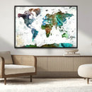 Modern Watercolor World Map Canvas Wall Art – Framed by MyGreatCanvas | Canvas Wall Art Prints | Photo Prints & Wall Decor