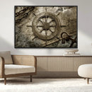 Wooden Ship Wheel Canvas Print, Multi Panel Canvas Wall Art