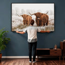 Longhorn Cattle Wall Art Canvas Print, Framed Farmhouse