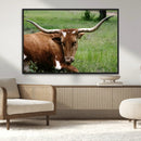 Longhorn Steer Canvas Wall Art – Rustic Nature Triptych