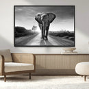 Black and White Elephant Wall Art Canvas Print
