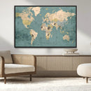 Classic World Map Canvas Print – Framed Vintage Map Wall