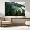 Misty Forest Wall Art Premium Canvas Print a Foggy and