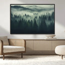 Misty Forest Wall Art Premium Canvas Print a Foggy and
