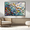 Modern Abstract Fish Shoal Wall Art Canvas Print, Colorful by MyGreatCanvas | Canvas Wall Art Prints | Photo Prints & Wall Decor