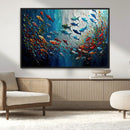 Modern Abstract Fish Shoal Wall Art Canvas Print, Colorful