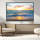 Golden Sunset Over Ocean Waves - Serene Coastal Triptych