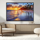 Serene Beach Sunset Wall Art Canvas- Coastal Seascape Print