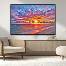Vibrant Sunset Beach Wall Art - Ocean Sunset Canvas Print |