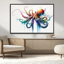 Watercolor Vibrant Octopus Wall Art Canvas Print | Abstract