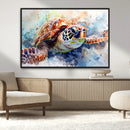 Watercolor Sea Turtle Wall Art Canvas Print - Vibrant Ocean