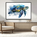 Turtle Wall Art Canvas Print, Framed Watercolor Turtle Art
