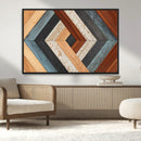 Geometric Wood Art Wall Decor Canvas Print, Rustic Wooden