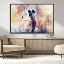 Abstract Watercolor Golf Player Wall Art Canvas Print