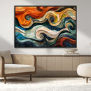 Abstract Wave Wall Art | Ready to Hang Framed Canvas Print |