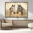 Chines Ink Style Grunge Horses Wall Art Canvas Print