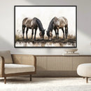 Chines Ink Style Horses Wall Art Canvas Print