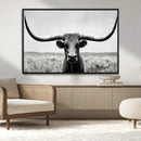Longhorn Bull Canvas Print | Rustic Farmhouse Wall Art |